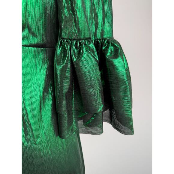 Tuckernuck Pomander Place Emerald Crinkle Lurex Lillith Green Dress  Size S - Picture 3 of 15